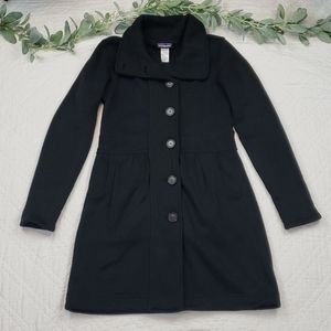 Patagonia Womens Black Button Trench Coat Size M